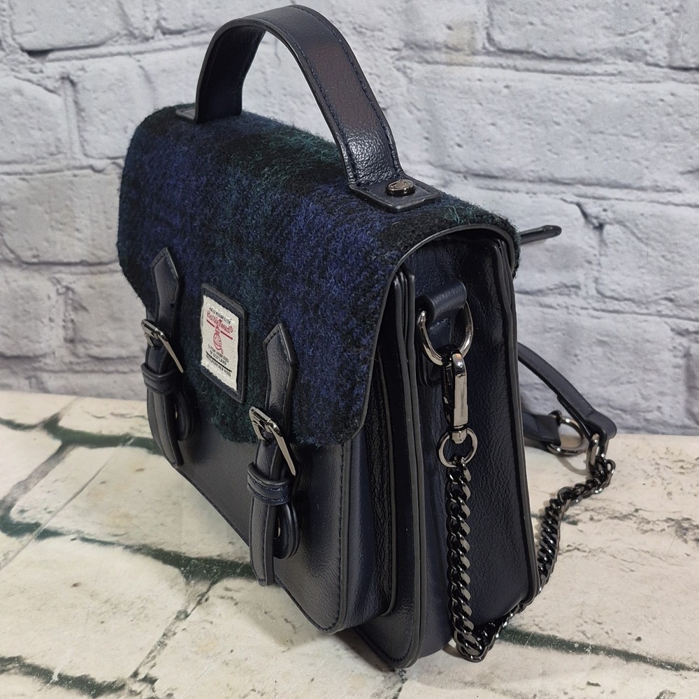 Islander Harris Tweed Mini Satchel Wool Scotland Black - Picture 3 of 9